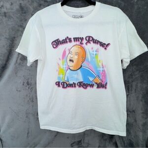 King of the Hill White Bobby Airbrush Font Graphic Short Sleeve T-Shirt Small